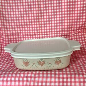 Corning Ware Forever Yours Heart Pattern, 1 Quart Casserole & Storage Lid